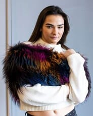 The Fur and Leather Centre - Multi-Color Jewel Tone Dyed Fox Knit Wrap S19-14107
