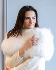 The Fur and Leather Centre - Natural White Fox Knit Wrap S19-14157