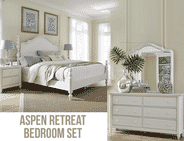 Bedroom Store - Queen Aspen Retreat Bed, Dresser, Mirror, Nightstand and Chest